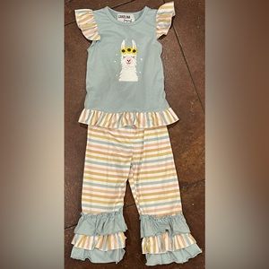Carolina Smock Co. size 2T ruffle sleeve shirt and pants set
